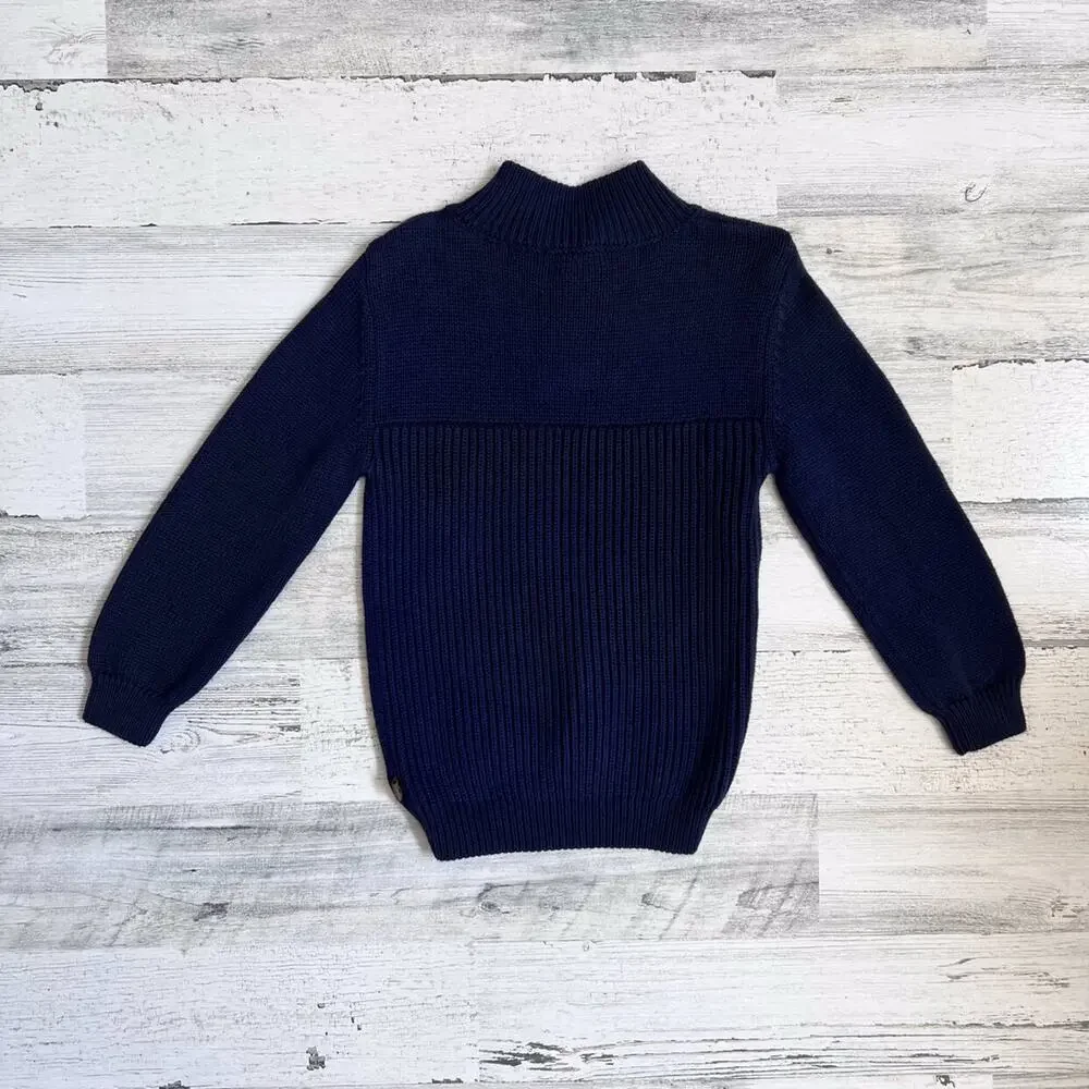 Appaman Boys Sweater Size 4T Navy Cotton Mock Neck Long Sleeve Ribbed Knit